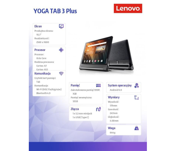 Lenovo YOGA Tab 3 10 Plus APQ8076/3GB/32/Android 6.0 - 364539 - zdjęcie 3